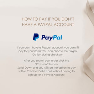 Puede incluir: Un fondo blanco con un logotipo de PayPal azul y blanco y texto que dice "C&oacute;mo pagar si no tienes una cuenta de PayPal". El texto explica c&oacute;mo pagar art&iacute;culos con una tarjeta de cr&eacute;dito o d&eacute;bito sin una cuenta de PayPal.