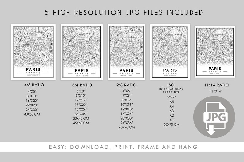 Paris City Map Printable Black - Il 794xN.2247984386 Gubl