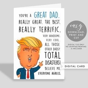 Trump Father's Day printable Card Funny Father's day | Etsy