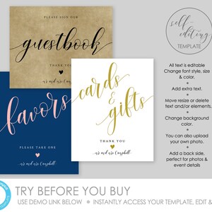 Printable CUSTOM SIGN TEMPLATE Wedding Sign Printable Editable Template ...