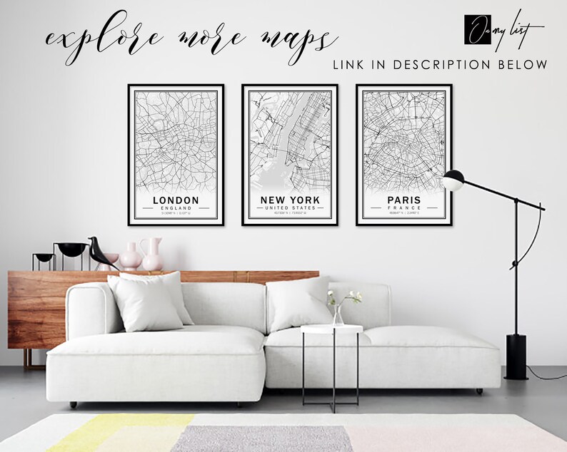 Paris City Map Printable Black and White City Map Poster | Etsy