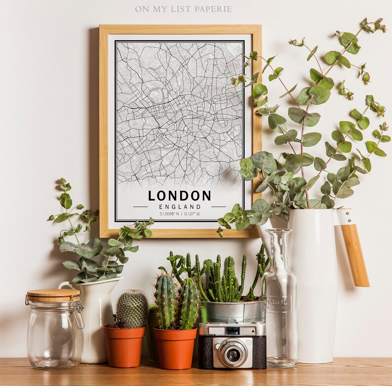 London City Map Print Black and White Map Poster London Map - Etsy