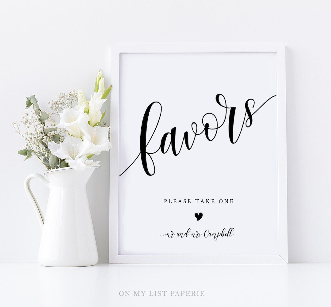 Favors Sign Template, Wedding Sign, Kraft Rustic Printable DIY, INSTANT ...