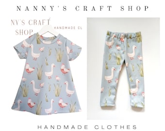 Baby clothes. Matching sibling clothes. Matching outfits.  Baby girl clothes. Unisex leggings. Handmade baby dress. Handmade girls dress.