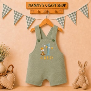 Boys 1st birthday outfit. Wild one birthday. Safari birthday overalls. Boys personalised romper. Giraffe. US Duties Paid