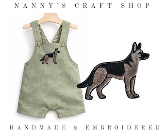 Embroidered German Shepherd Baby Romper, Custom Dog Outfit