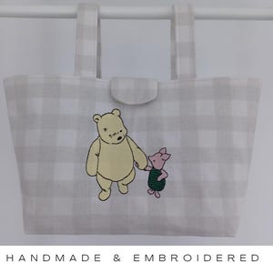 Pram caddy with magnetic closure. Pram organiser. Stroller bag. Winnie the Pooh pram. Pram bag. Pram storage. Gift for new Mums. Baby gift.