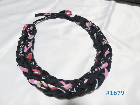 R1679 Chunky Finger Knit Adjustable Tie Necklace