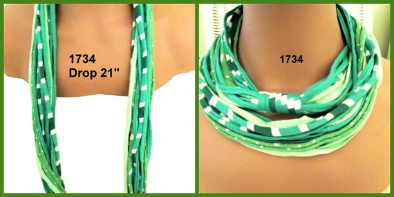 F1734 St. Pat's GREEN Fabric Infinity Necklace T-Shirt Yarn Scarf