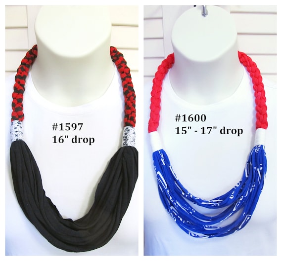 R1597 1600 Unique Soft Lightweight Fabric Necklace - Patriotic