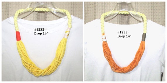 R1232 1233 Unique Soft Lightweight Infinity T-Shirt Yarn Necklace