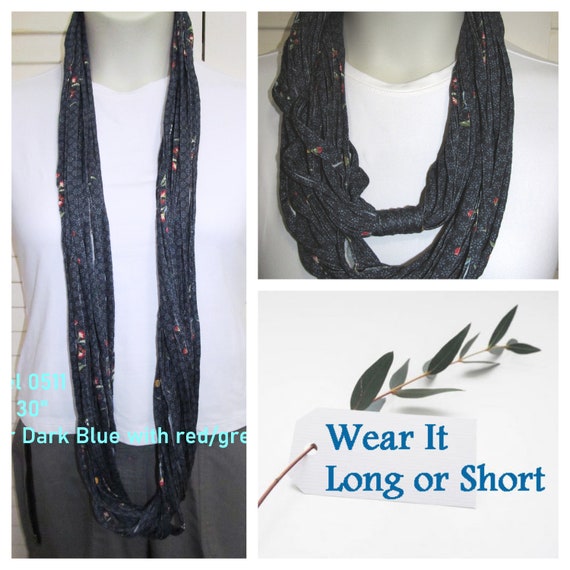 F511 Wear Long or Short! Fabric Infinity Necklace T-Shirt Scarf