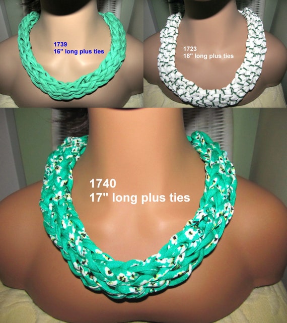 F1723 1739 1740 Chunky Finger Knit Adjustable Tie Necklace