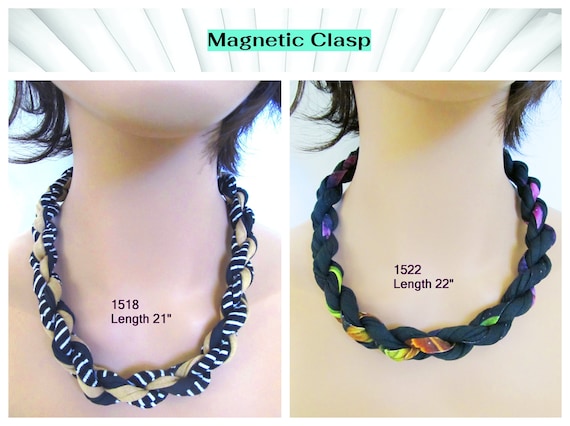 F1518.22 Soft Rope Necklace T-Shirt Yarn with Magnetic Clasp