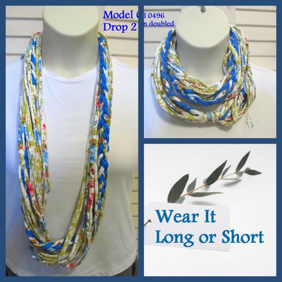 F496 Wear Long or Short! Fabric Infinity Necklace T-Shirt Scarf