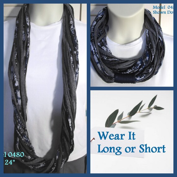 F480  Wear Long or Short! Fabric Infinity Necklace T-Shirt Scarf
