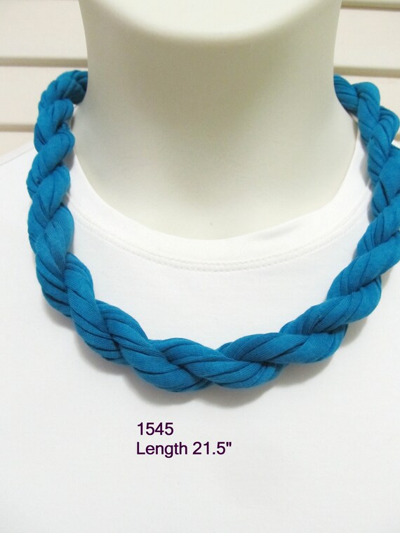 F1545 Soft Rope Choker Necklace T-Shirt Yarn 21" Magnetic Clasp