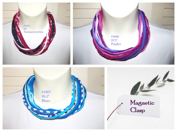 F1065-1067 Fabric Choker Style Necklace T-Shirt Yarn Magnetic Clasp
