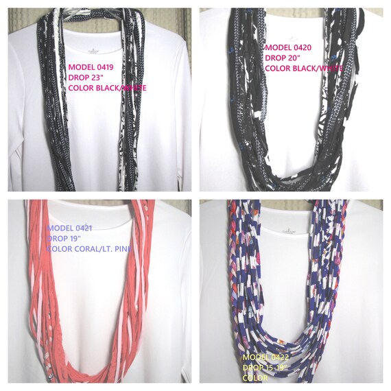 R0419-22 Fabric Necklace T-Shirt Yarn Infinity Scarf