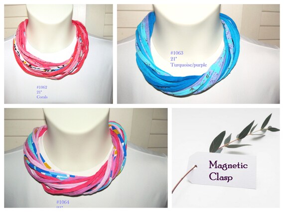 F1062-1064 Fabric Choker Style Necklace T-Shirt Yarn Magnetic Clasp