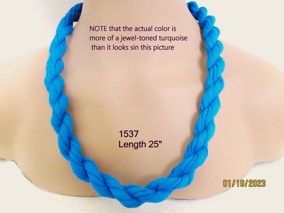 F1537 Soft Rope Necklace T-Shirt Yarn 25" Magnetic Clasp