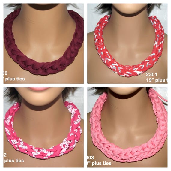 F2300-03 Chunky Knit Adjustable Tie Necklace 19" plus ties