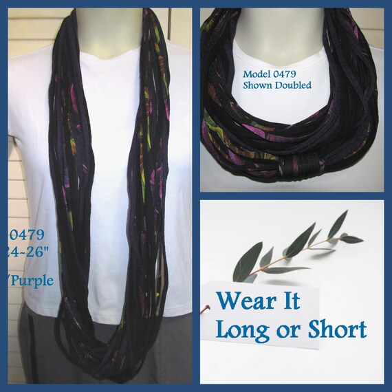 F479 Wear Long or Short! Fabric Infinity Necklace T-Shirt Scarf
