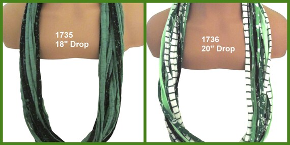 F1735 1736 St. Pat's GREEN Fabric Infinity Necklace T-Shirt Yarn Scarf