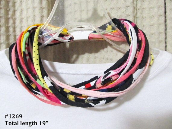 R1269 Fabric Choker T-Shirt Yarn Necklace Magnetic Clasp 19"