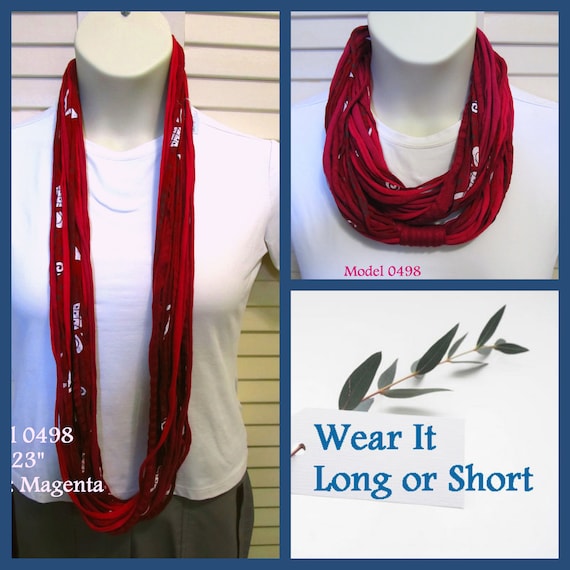 F498 Wear Long or Short! Fabric Infinity Necklace T-Shirt Scarf