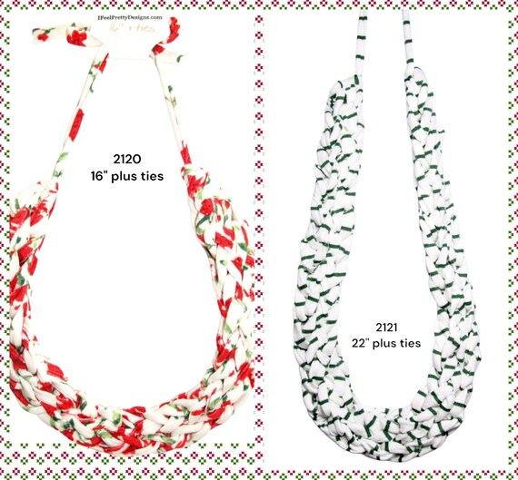 Holidays! F2120-21 Chunky Finger Knit Adjustable Tie Necklace