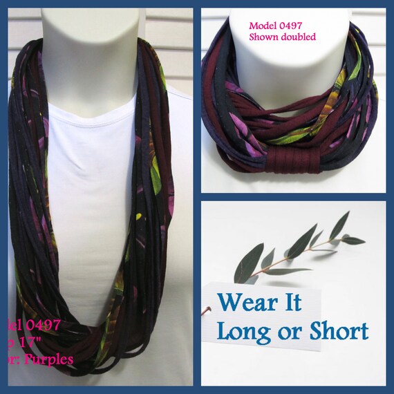 F497 Wear Long or Short! Fabric Infinity Necklace T-Shirt Scarf