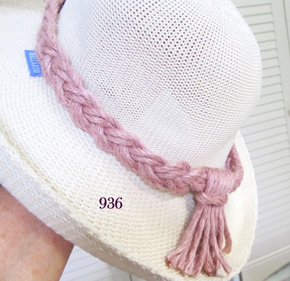 F936 Jute Braided Hat Band in Mauve