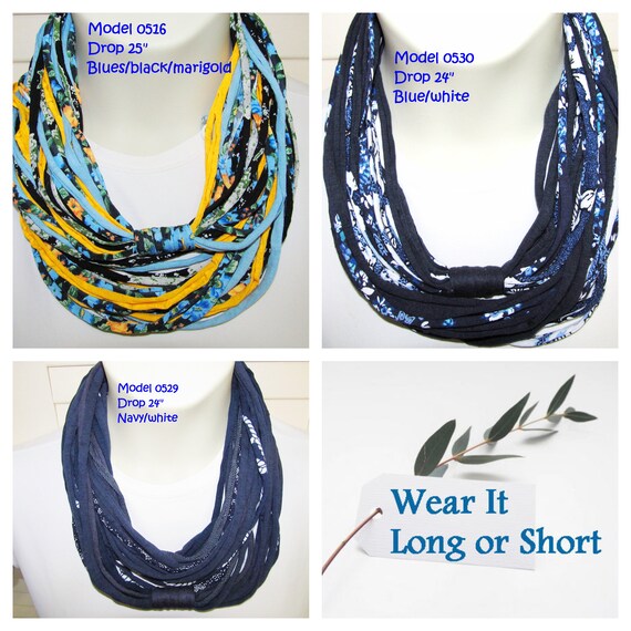 R0529 0530 Wear Long or Short! Fabric Infinity Necklace T-Shirt Scarf