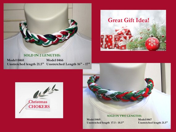 HOLIDAYS! F466-469 Christmas Infinity Necklace Soft Braided Choker