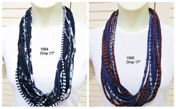 F1564.65 Fabric Infinity Necklace T-Shirt Yarn Scarf - Blue