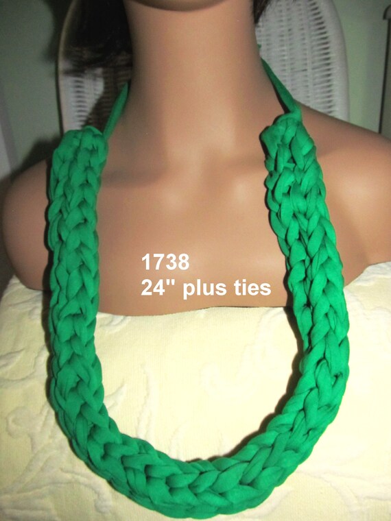 F1738 Chunky Finger Knit Adjustable Tie Necklace for Tall or Plus Size
