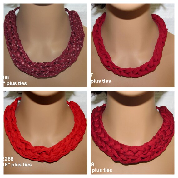 F2266-69 Chunky Knit Adjustable Tie Necklace 16" plus ties