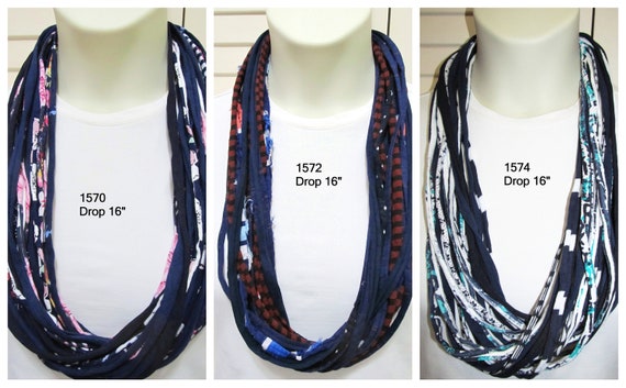 F1570.72.74 Fabric Infinity Necklace T-Shirt Yarn Scarf - Blue