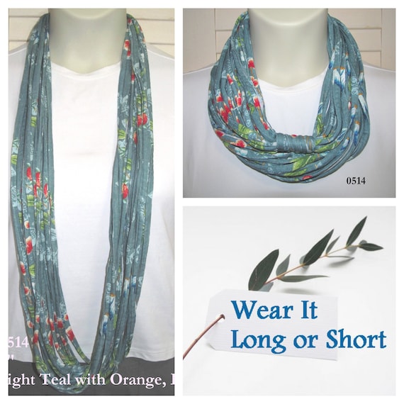 F514 Wear Long or Short! Fabric Infinity Necklace T-Shirt Scarf