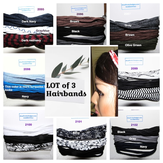F2095-2102 Card of 3 Soft HAIRBANDS - Insanely Comfortable!