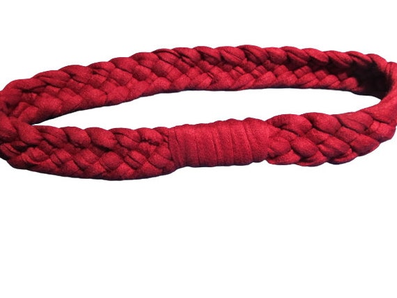 F1068 1" Flat Braided Hair Band in Red