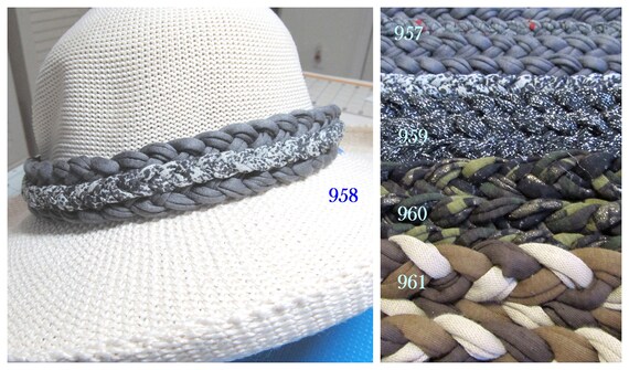 F957-961 Reversible Wide Braided Hat Band - Dark Colors