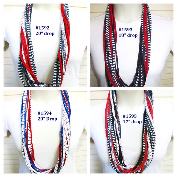 R1592-95 PATRIOTIC Fabric Infinity Necklace T-Shirt Yarn Scarf