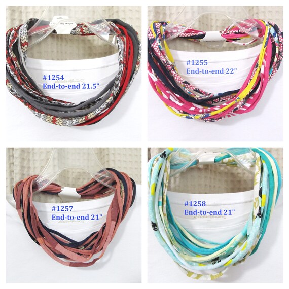 R1254-58 Fabric Choker T-Shirt Yarn Necklace Magnetic Clasp 21-22"