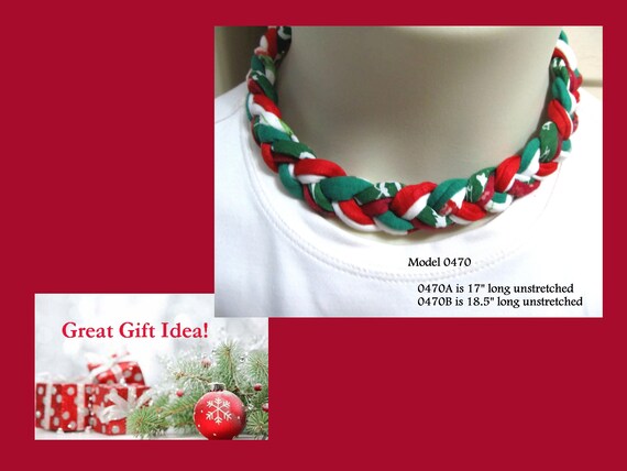HOLIDAYS! F470 Christmas Infinity Necklace Soft Braided Choker