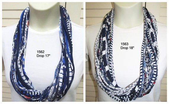 F1562.63 Fabric Infinity Necklace T-Shirt Yarn Scarf - Blue