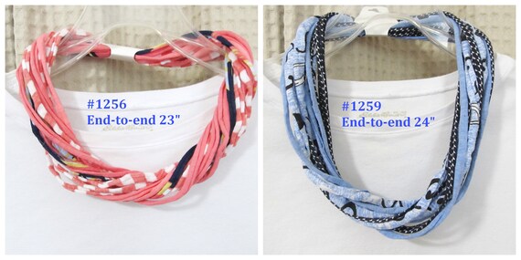 R1256-59 Fabric Choker T-Shirt Yarn Necklace Magnetic Clasp 23-24"