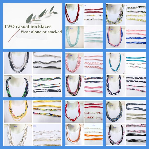 R541-57 2-Pack! Skinny Fabric Necklace - Wear Alone or Stack