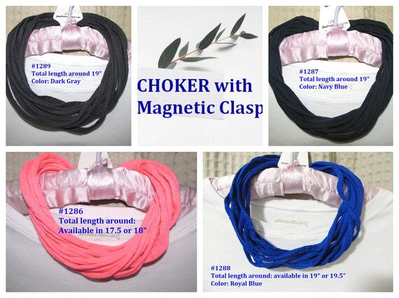 R1286-89 Fabric Choker T-Shirt Yarn Necklace Magnetic Clasp